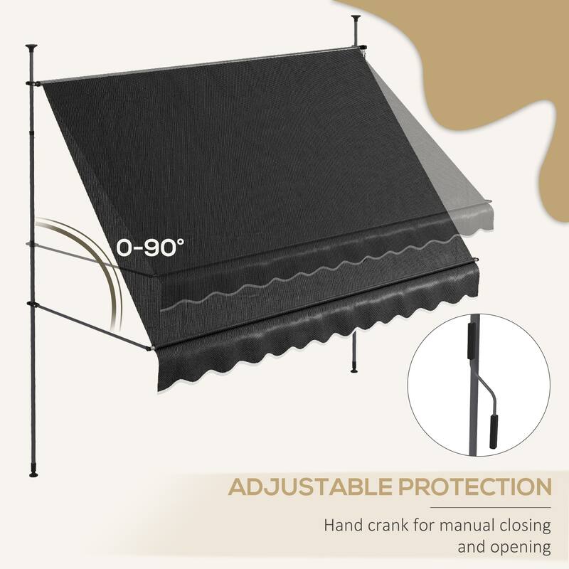 Outsunny 10' x 4' Manual Retractable Awning, Non-Screw Freestanding Patio Sun Shade Shelter