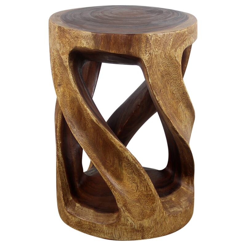 Haussmann® Round Wild Twisted Vine End Table 14 in D x 20 in H Walnut Oil - 14" x 14" x 20"