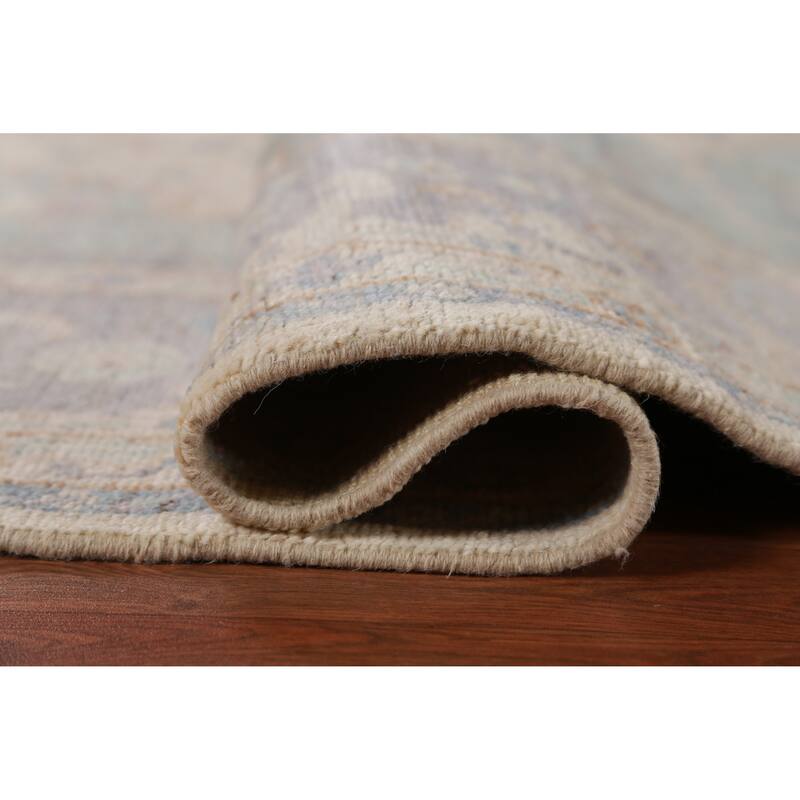 Hand Knotted Oriental 100% Wool Carpet Transitional Floral Beige & Ivories Oushak Area Rug - 9' 9'' X 8' 4''