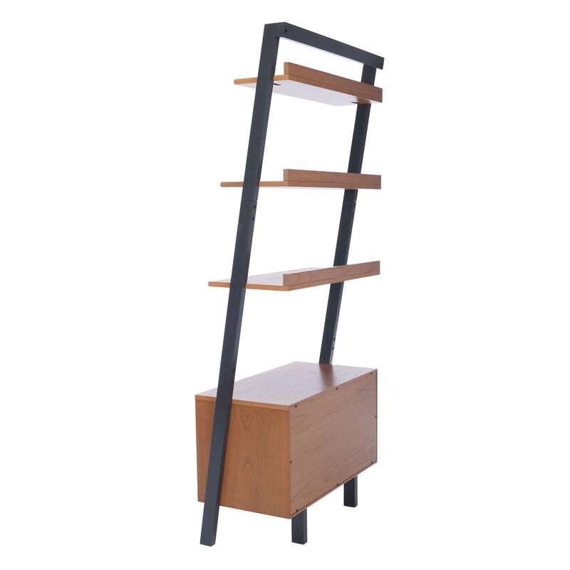 SAFAVIEH Fadime Natural/Charcoal 3-Shelf 1 Door Etagere - 32" W x 15.4" L x 72" H - 32Wx15Dx72H