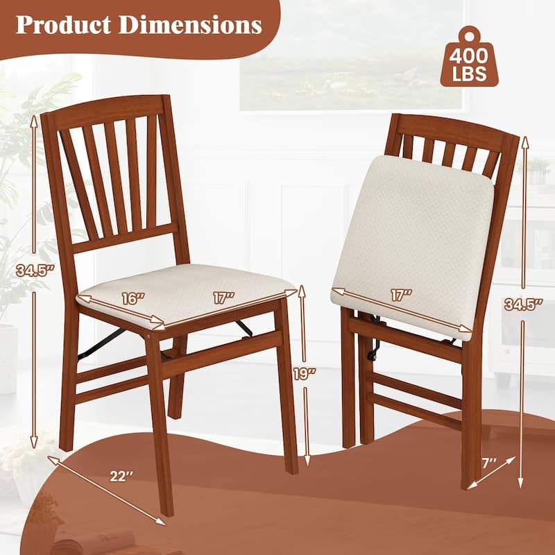 Set of 2/4 Folding Dining Chairs Modern Kitchen Chair w/Padded Seat