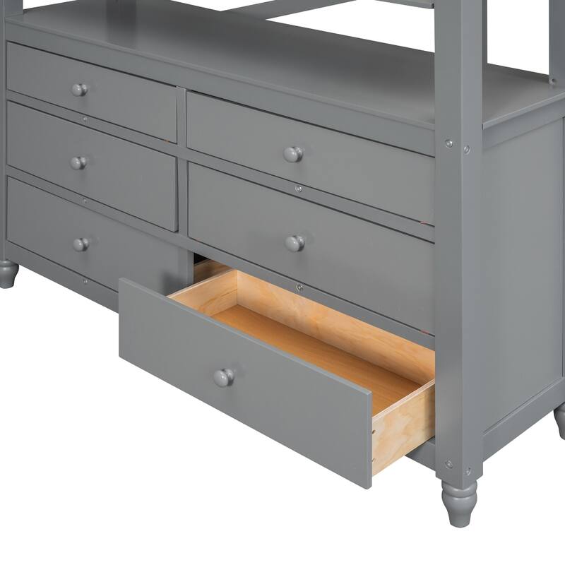 Twin Size Loft Bed with Drawers and Desk