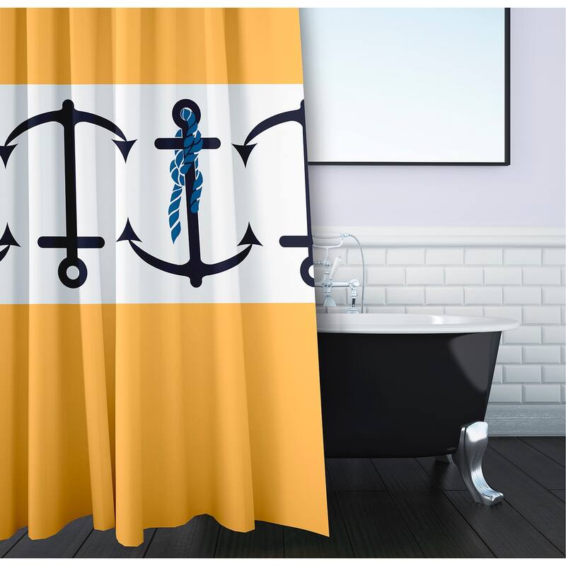 71 x 74-inch Anchor Stripedd Print Shower Curtain