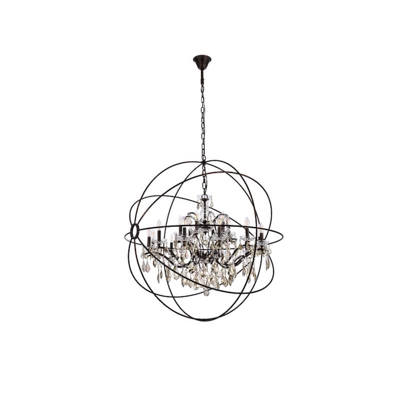 Royce Edge 18 light Dark Bronze Chandelier - dark bronze royal cut golden teak (smoky) crystals