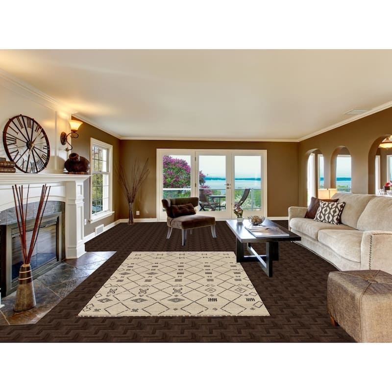 Trellis Geometric Moroccan Area Rug Handmade Wool Carpet - 5'1"x 8'7"