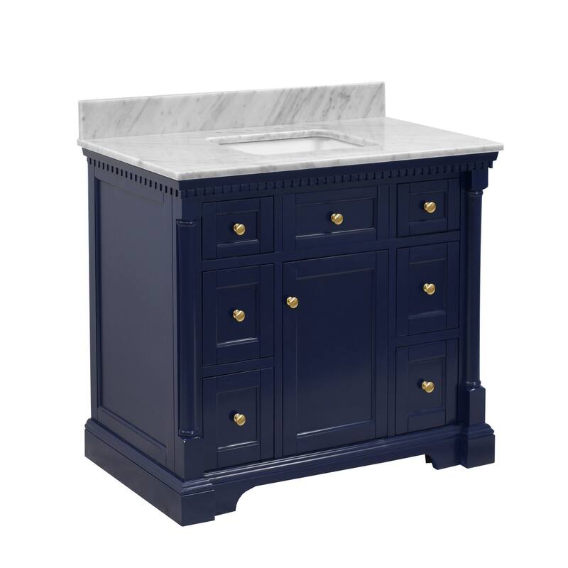 KitchenBathCollection Sydney 42" Bathroom Vanity with Carrara Marble Top