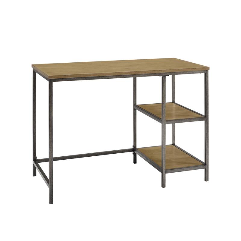 Industrial Desk with Shelves - Rustic Wood & Metal Desk for Home Office - 42" Wide Workstation