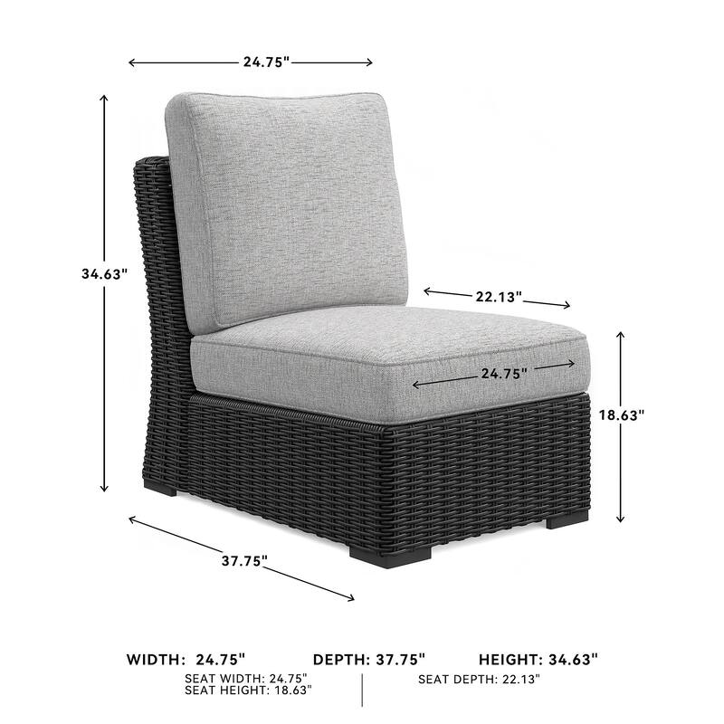Signature Design By Ashley Beachcroft Outdoor Armless Chair - 24.75" W x 37.75" D x 34.63" H