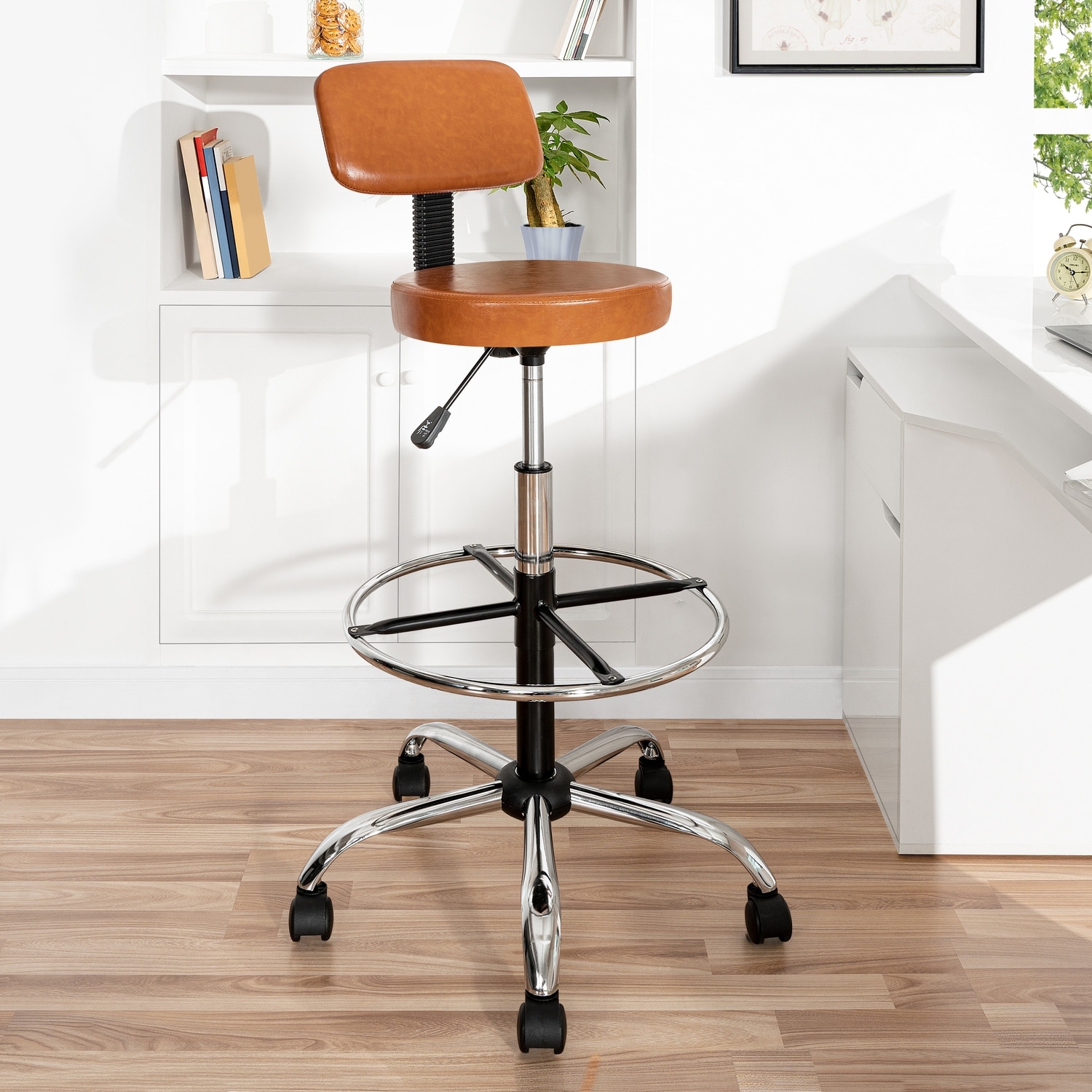 Leather drafting top chair with arms