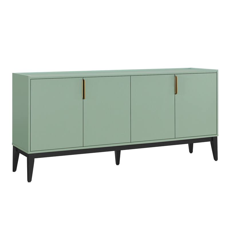 Modern Storage Wooden Cabinet with with 4 Doors and Adjustable Shelfs for Hallway, Entryway, Living Room