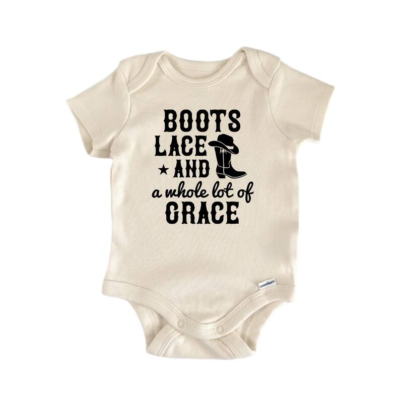 Boots Lace Grace Country Western - Baby Boy Girl Clothes Bodysuit Funny Cute Newborn - Blue - 0-3M