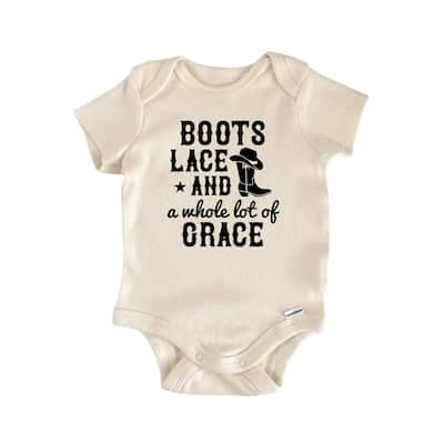 Boots Lace Grace Country Western - Baby Boy Girl Clothes Bodysuit Funny Cute Newborn