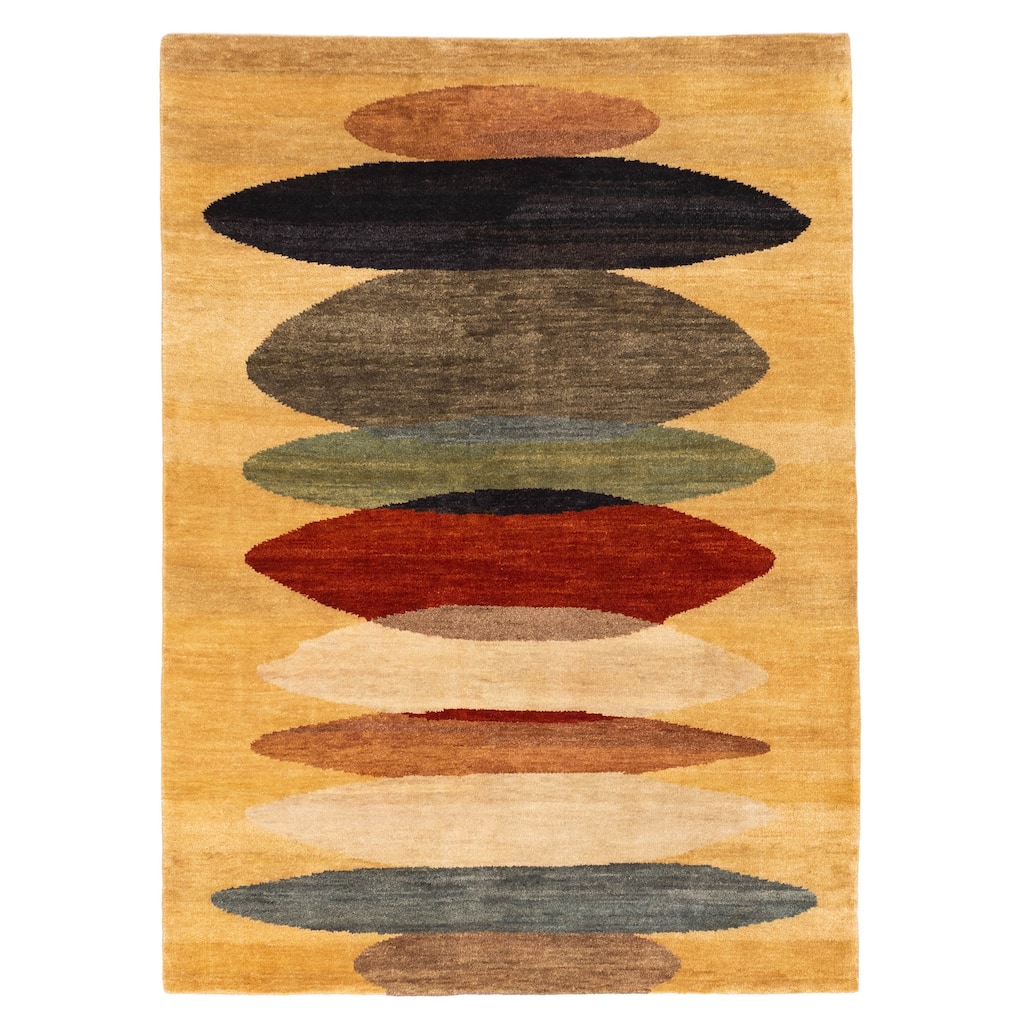 ECARPETGALLERY Hand-knotted Peshawar Ziegler Gold Wool Rug - 5'0 x 7'0