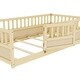 preview thumbnail 35 of 35, Twin Size Wooden Floor Bed, Integral Construction with High Security Barrier, Door, Support Slats for Kids' Play and Sleep, Grey