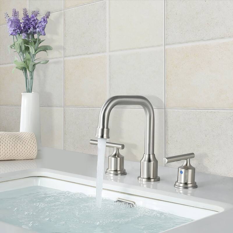 WOWOW Double Handle 8 in. Widespread Bathroom Sink Faucet