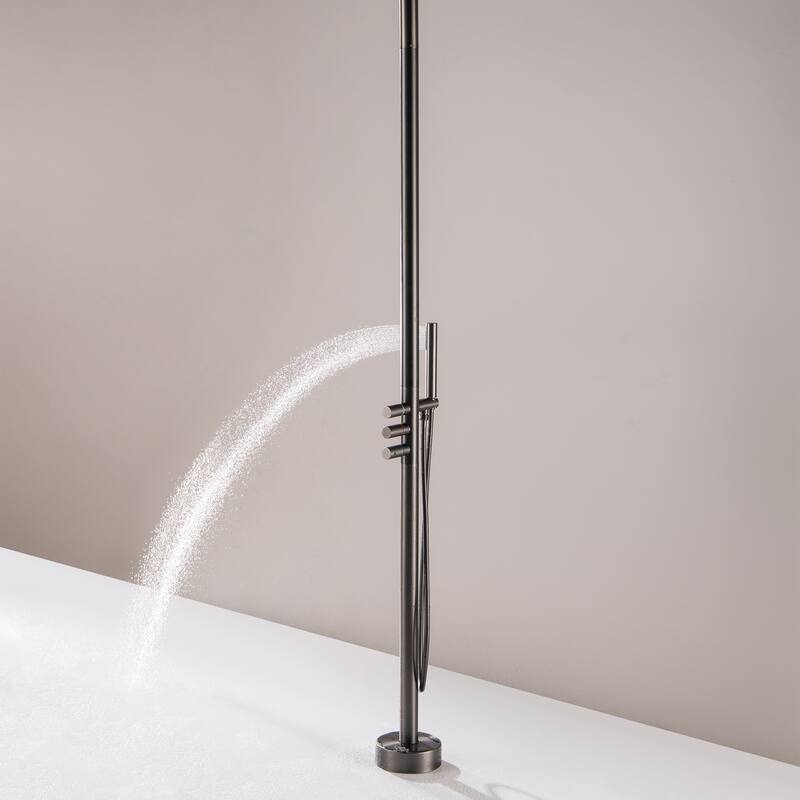 Rbrohant Freestanding Shower Head, Stainless Steel and Brass Outdoor Handheld Shower