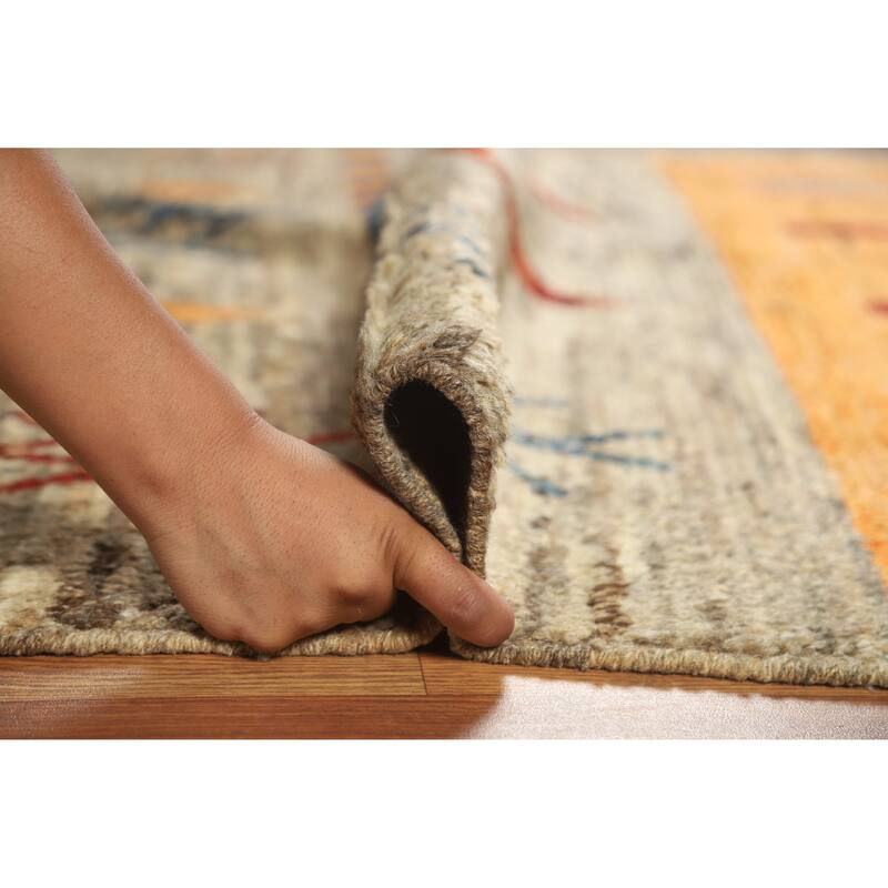 Geometric Moroccan Oriental Area Rug Hand-Knotted Wool Carpet - 5'8" x 7'6"