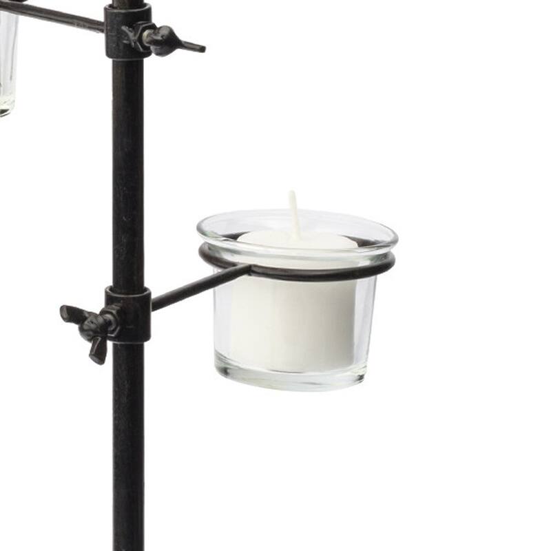 17" Black Distressed Abstract Metal Tabletop Tealight Candle Holder