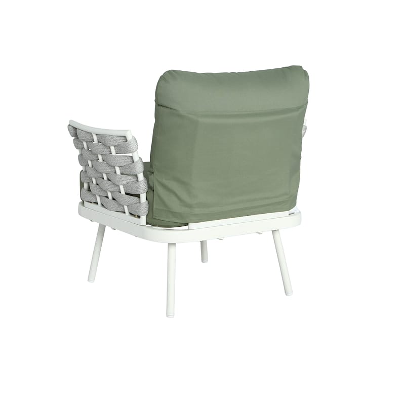 Roomfitters Steel 4-Piece Outdoor Conversation Set with Woven Rope Armrests and Cushions