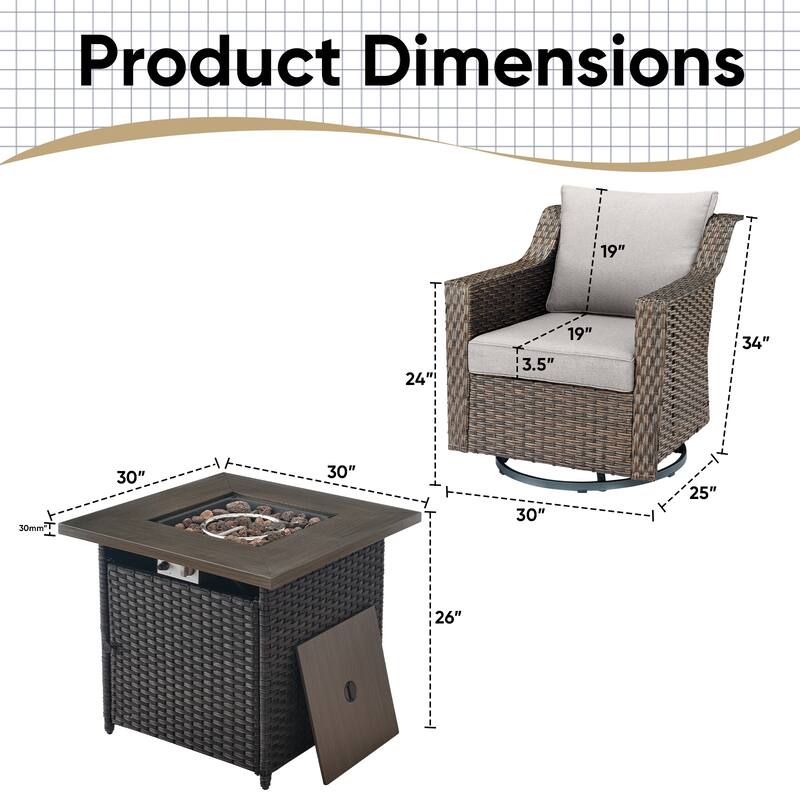 Outdoor Fire Table with Patio Funiture Set