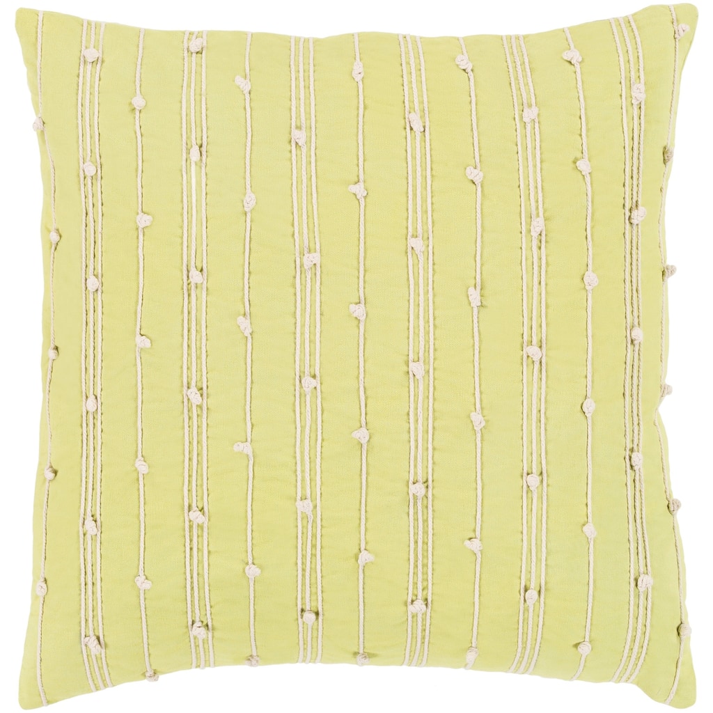 Raya Coastal Striped Lime Throw Pillow Feather Down and Poly Filled 18-inch
