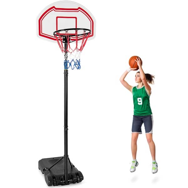 slide 2 of 10, Costway Portable Basketball Hoop Stand Height Adjustable Goal System - See Details Black + White - See Details