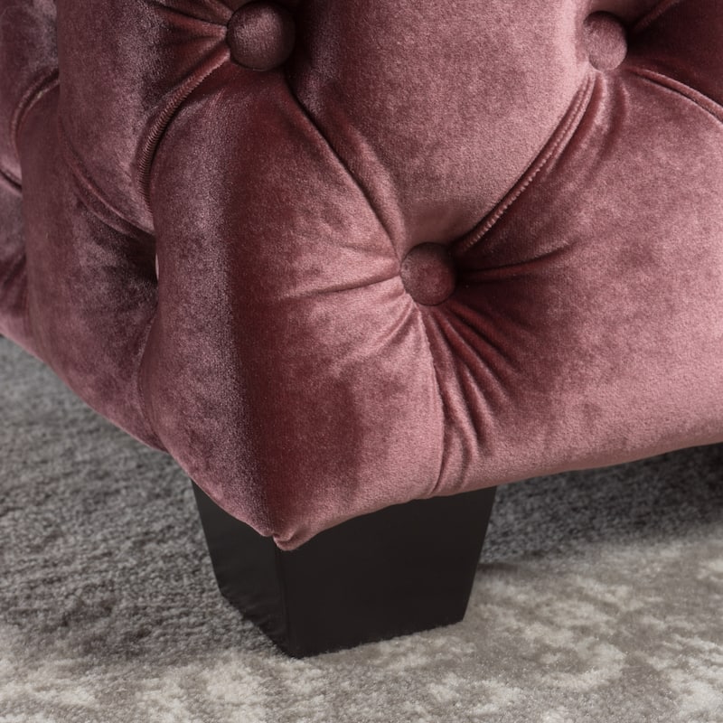 Jaymee Modern Glam Button Tufted Velvet Ottoman by Christopher Knight Home