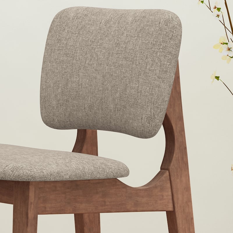 Mid-Century Modern Bar Stools With Soild Rubber Wood Frame, Set Of Two
