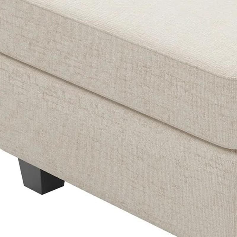 HomeRoots 26" Beige and Black Chenille Storage Ottoman