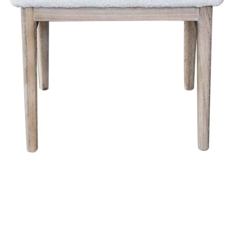 Dining Side Chair Set of 2, Plush White, Open Back, Natural Gray Wood