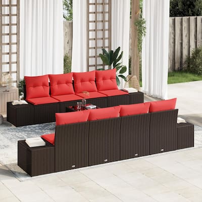 vidaXL 9 Piece Garden Sofa Set with Cushions - 115.7×24.4×27.2