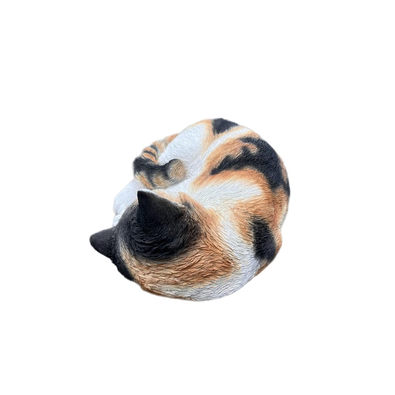 Sleeping Calico Cat Garden Statue - 10.5"