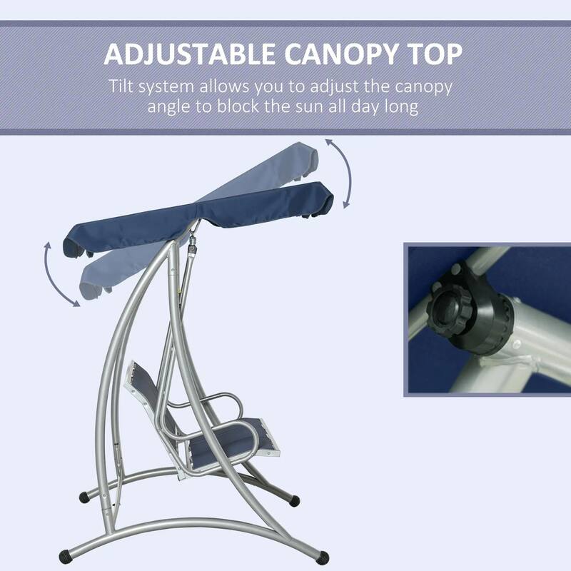 3-Seat Porch Swing, Adjustable Canopy, Breathable Seat, Steel Frame