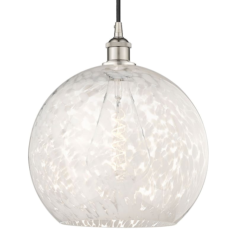 Innovations Lighting 616-1P 17 14 White Mouchette Pendant White - Polished Nickel