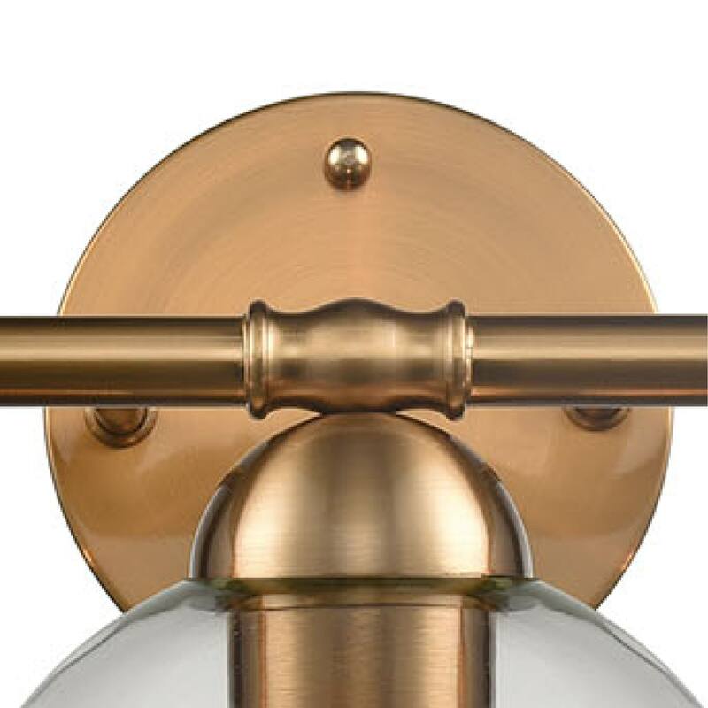 Wide 3-Light Vanity Light with Glass Globe Shade - 25" - Satin Gold