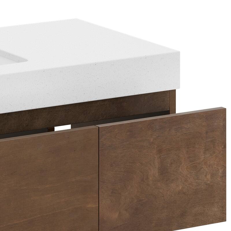Moasis 47" W 3 Drawer Floating Bathroom Vanity with Stone Top and Ceramic Basin