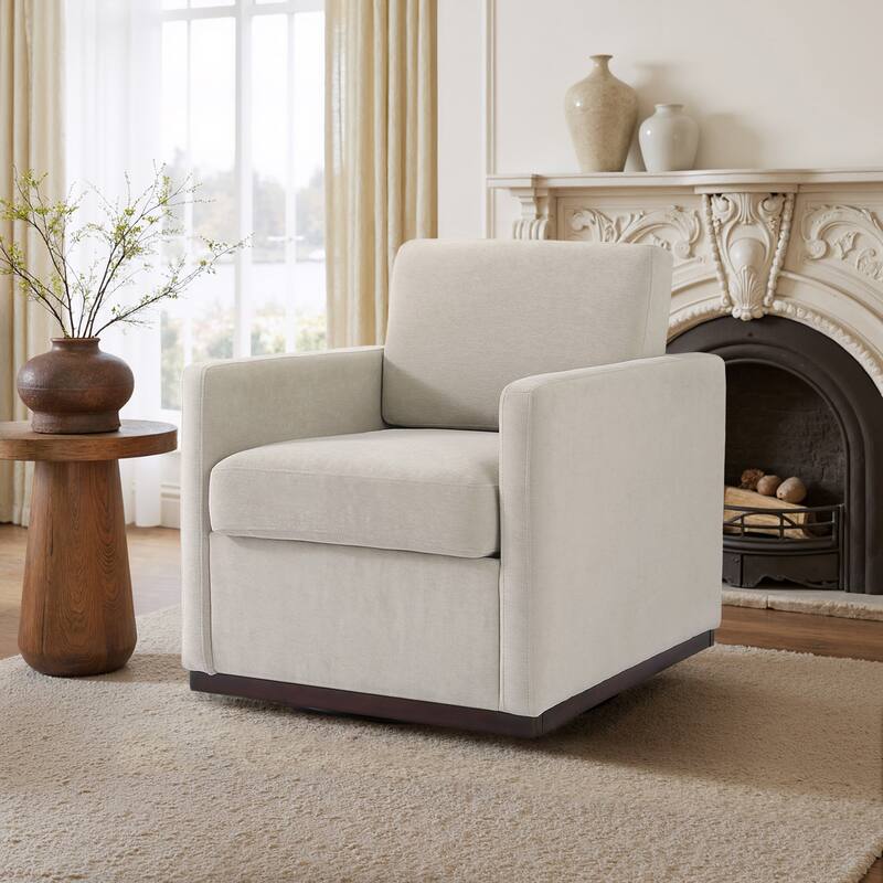 uixe Modern Upholstered Swivel Accent Chair with Pocket Spring Seat