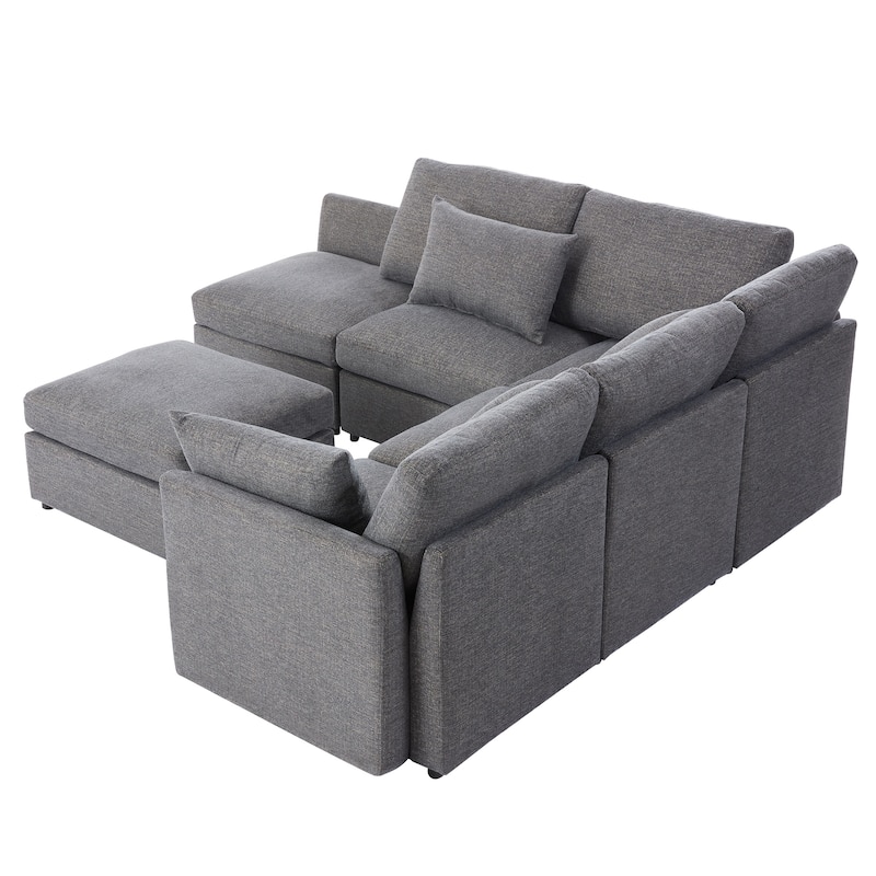 GDFStudio 85" U-shaped Sectional Modular Sofa Bed