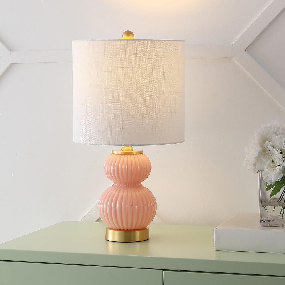 JONATHAN Y Lorena 20" Ribbed Metal/Glass LED Table Lamp