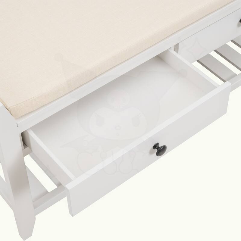 Shoe Rack with Cushioned Seat and Drawers