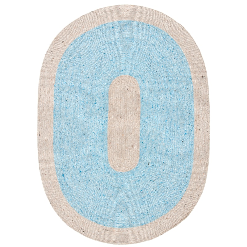 SAFAVIEH, Handmade Braided Sirlei Wool Rug - 6' x 9' Oval - Blue/Beige