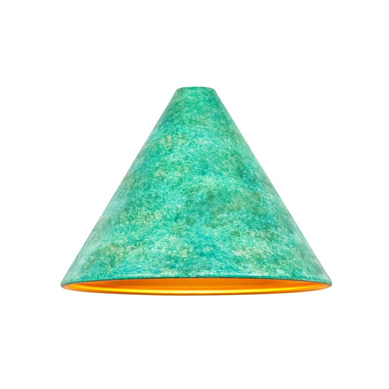 Rennnsan 1-Light Farmhouse Distressed Green Metal Shade Cone Wall Sconce with Gold Interior Accent