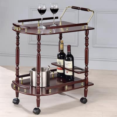 Two Tier Bar Cart with Bottle Rack