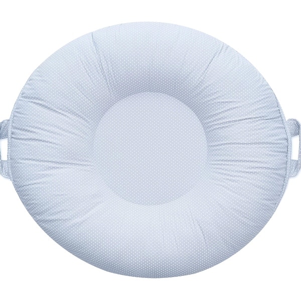 slide 2 of 15, Serenity Light Gray Floor Cushion Gray and white