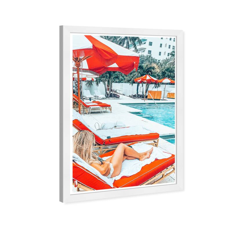 Wynwood Studio Prints Nautical and Coastal A Day at The Pool White and Nautical & Coastal Wall Art Canvas Print
