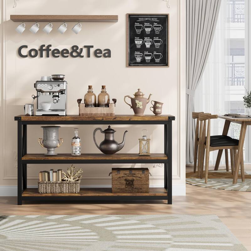 Entryway Table with 3 Tier Storage Shelves
