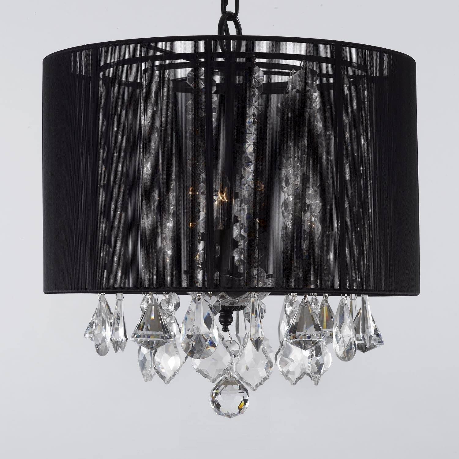 Crystal Chandelier With Large Black Shade H15 x W15 - Chandeliers For Bedrooms by Overstock.com