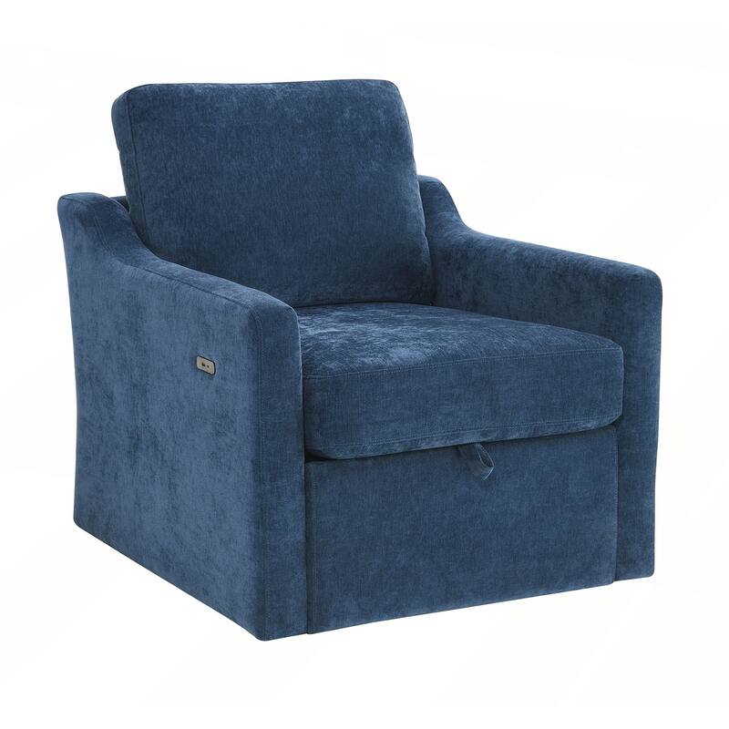 Swivel Arm Chair with Soft Chenille Fabric