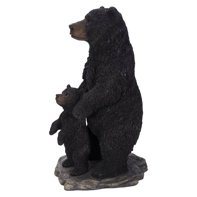 Mother and Baby Black Bears Outdoor Garden Statue - 24.5"