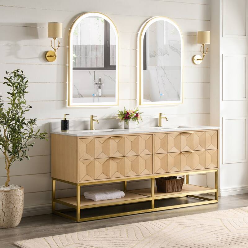 Milagro Bath Vanity with White Quartz Stone Top without Mirror